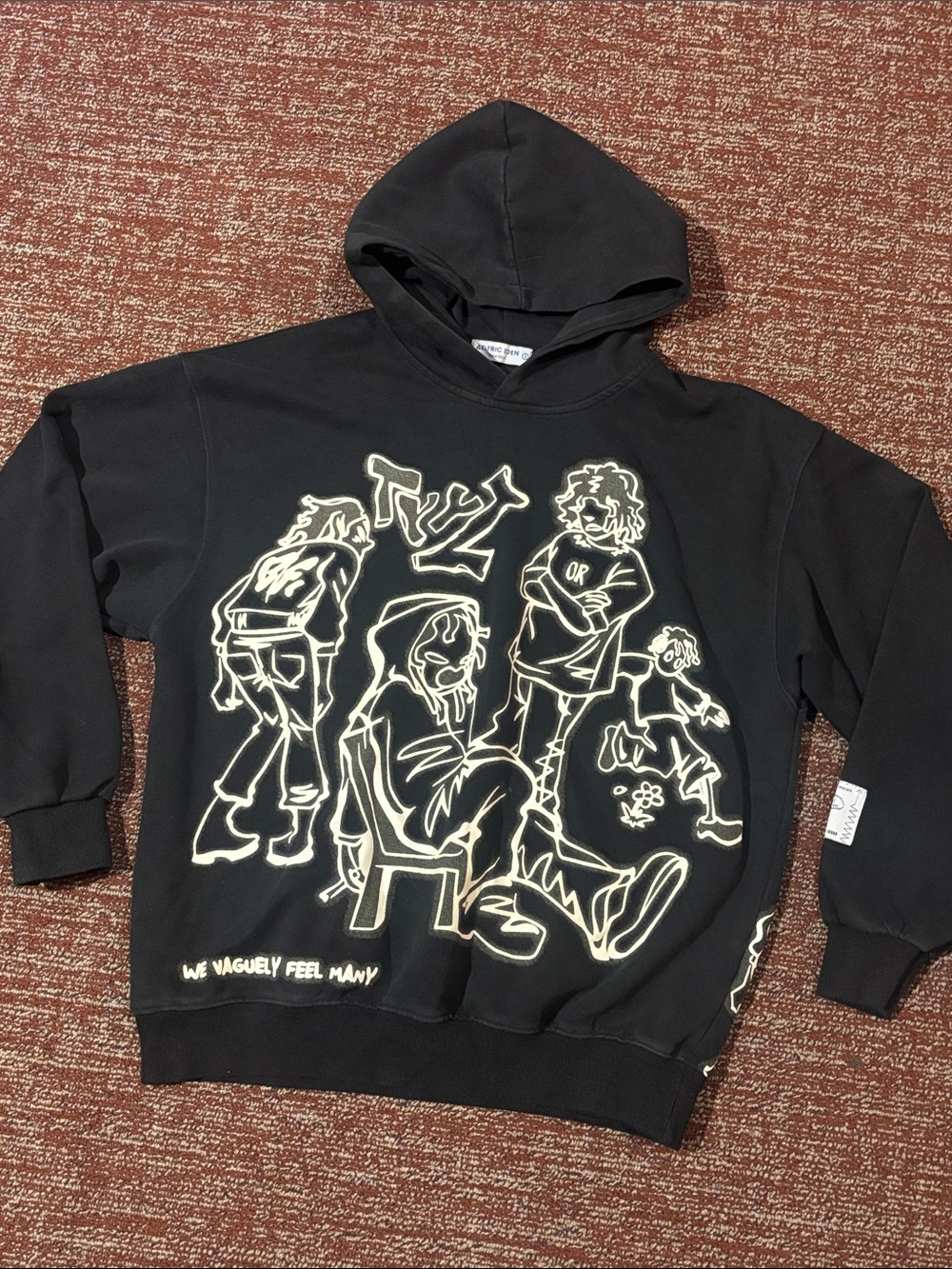 Aelfric Eden feeling many Hooded Sweatshirt Cream Graphic casual hoodie small